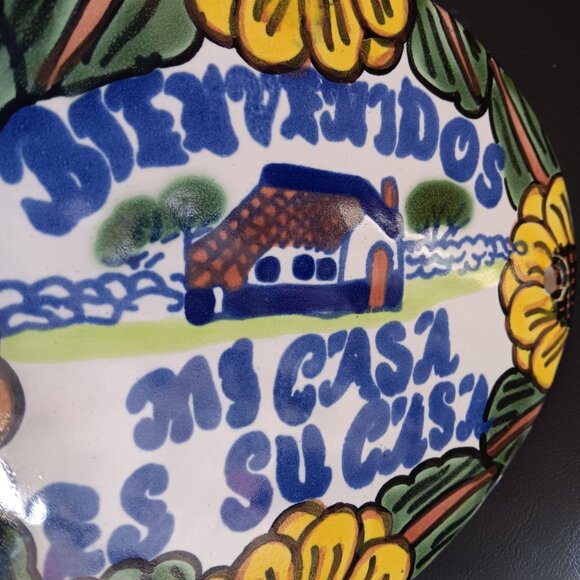 Vtg Mexican Ceramic Welcome Plaque Oval "Bienvenidos Mi Casa Es Su Casa" 6x8.5" - Picture 4 of 5